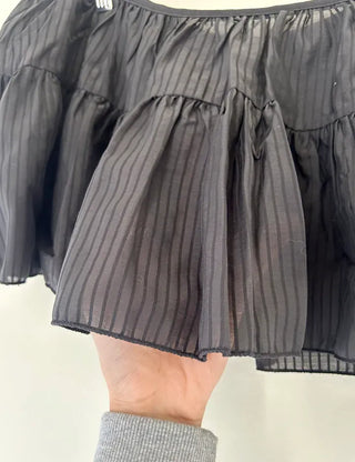 Striped frill layered mini ribbon wrap skirt