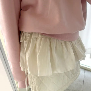 Striped frill layered mini ribbon wrap skirt