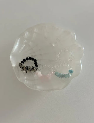 Gemstone Beach Moonstone Rose Quartz Transparent Bead Ring