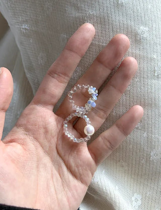 Gemstone Beach Moonstone Rose Quartz Transparent Bead Ring