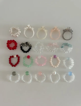 Gemstone Beach Moonstone Rose Quartz Transparent Bead Ring