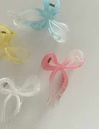 Large glitter gradient ribbon hair clip