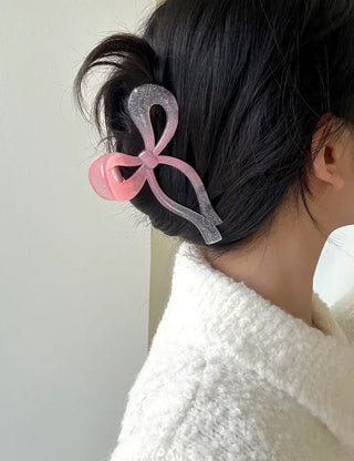 Large glitter gradient ribbon hair clip