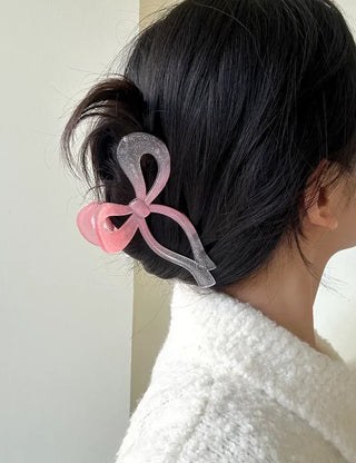 Large glitter gradient ribbon hair clip