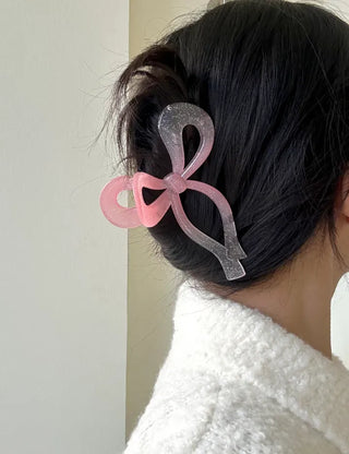 Large glitter gradient ribbon hair clip