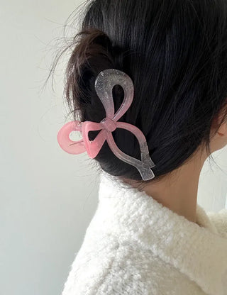 Large glitter gradient ribbon hair clip