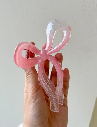 Large glitter gradient ribbon hair clip
