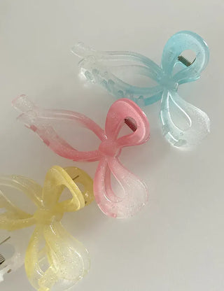 Large glitter gradient ribbon hair clip
