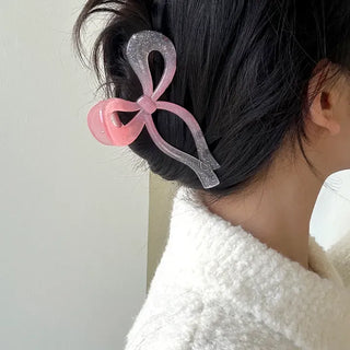 Large glitter gradient ribbon hair clip