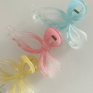 Large glitter gradient ribbon hair clip