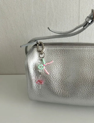 Mushroom Bead Ribbon Mini Keyring Phone Strap