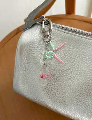 Mushroom Bead Ribbon Mini Keyring Phone Strap