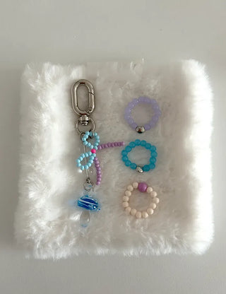 Mushroom Bead Ribbon Mini Keyring Phone Strap