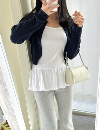 Two-way cowhide round mini silver crossbody bag