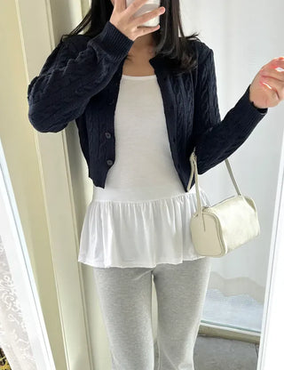 Two-way cowhide round mini silver crossbody bag