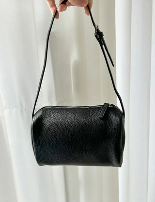 Two-way cowhide round mini silver crossbody bag