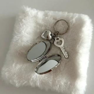 Love Key Hand Mirror Keyring Keychain Bag Charm