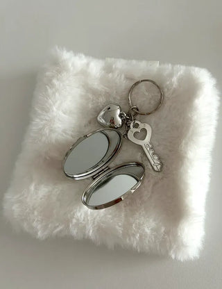 Love Key Hand Mirror Keyring Keychain Bag Charm
