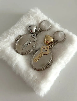 Love Key Hand Mirror Keyring Keychain Bag Charm