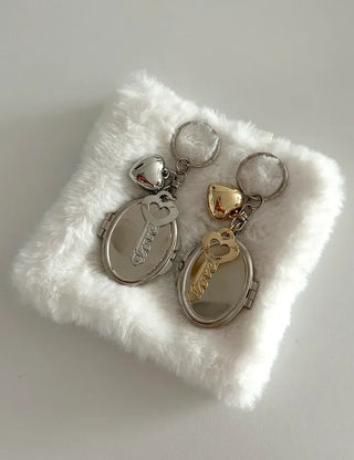 Love Key Hand Mirror Keyring Keychain Bag Charm