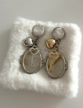 Love Key Hand Mirror Keyring Keychain Bag Charm