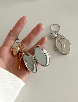 Love Key Hand Mirror Keyring Keychain Bag Charm