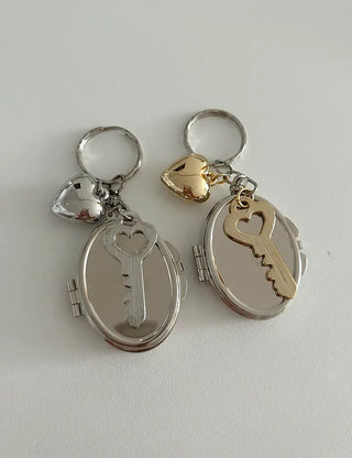 Love Key Hand Mirror Keyring Keychain Bag Charm