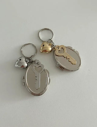 Love Key Hand Mirror Keyring Keychain Bag Charm
