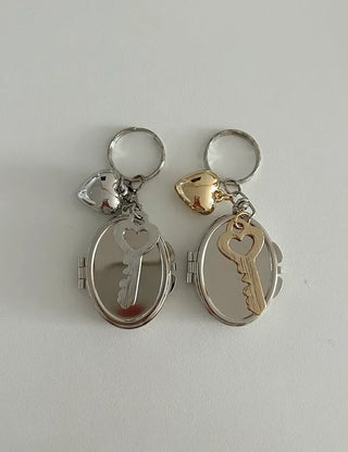 Love Key Hand Mirror Keyring Keychain Bag Charm
