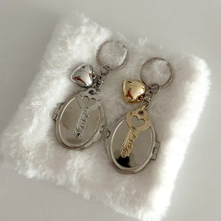 Love Key Hand Mirror Keyring Keychain Bag Charm
