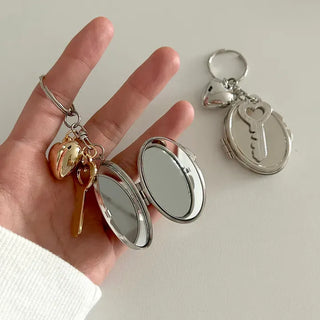 Love Key Hand Mirror Keyring Keychain Bag Charm