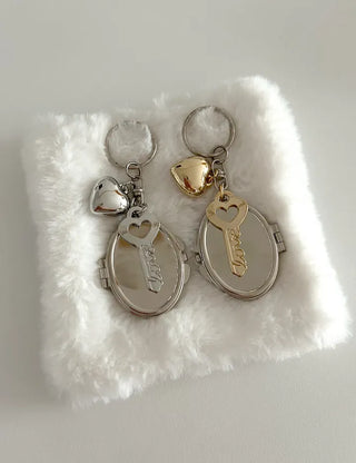 Love Key Hand Mirror Keyring Keychain Bag Charm