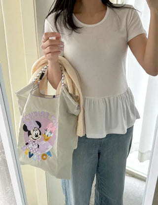 Basic short-sleeve frill layered long inner T-shirt