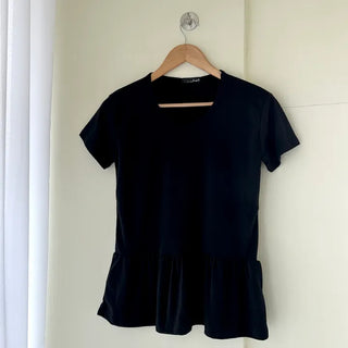 Basic short-sleeve frill layered long inner T-shirt
