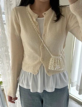 Basic short-sleeve frill layered long inner T-shirt