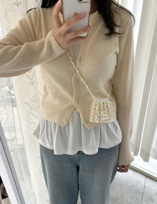 Basic short-sleeve frill layered long inner T-shirt
