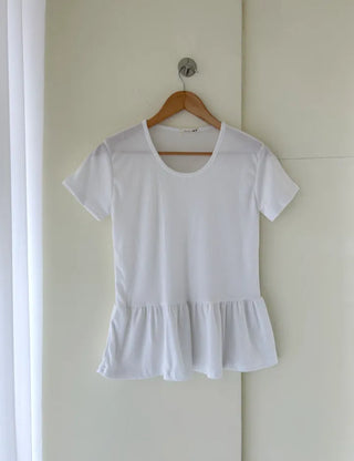 Basic short-sleeve frill layered long inner T-shirt