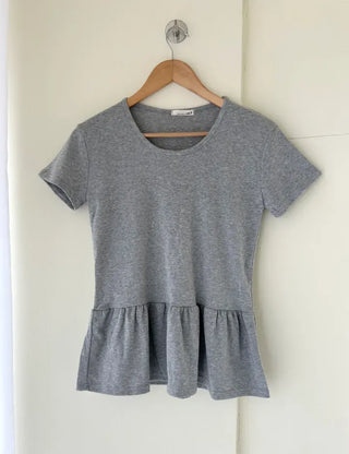 Basic short-sleeve frill layered long inner T-shirt