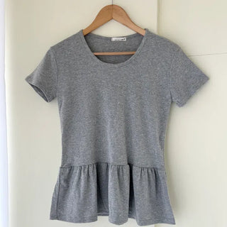 Basic short-sleeve frill layered long inner T-shirt