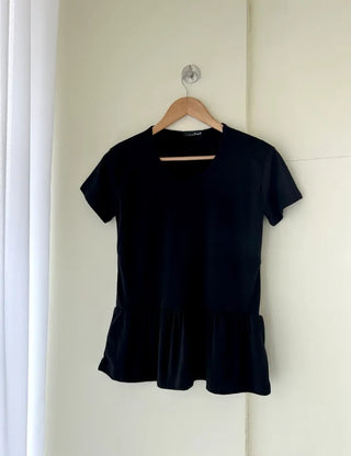 Basic short-sleeve frill layered long inner T-shirt