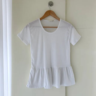 Basic short-sleeve frill layered long inner T-shirt