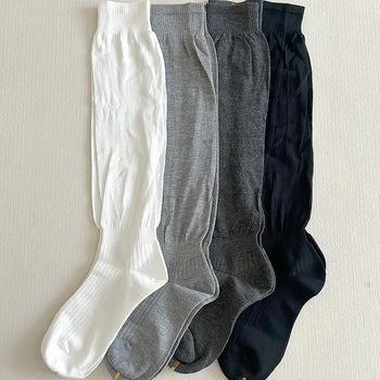 Length Summer See-through Knee Socks Ribbed Cotton Socks
