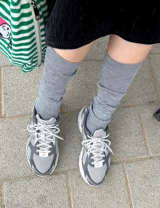 Length Summer See-through Knee Socks Ribbed Cotton Socks