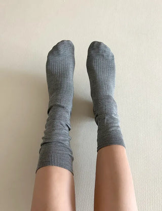 Length Summer See-through Knee Socks Ribbed Cotton Socks
