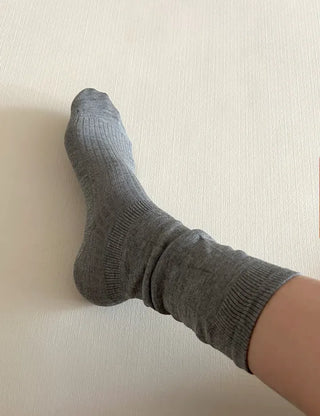 Length Summer See-through Knee Socks Ribbed Cotton Socks