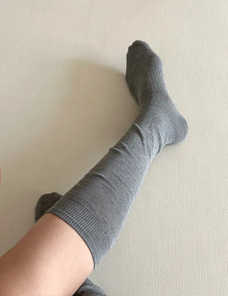 Length Summer See-through Knee Socks Ribbed Cotton Socks