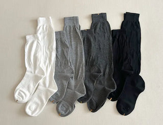 Length Summer See-through Knee Socks Ribbed Cotton Socks