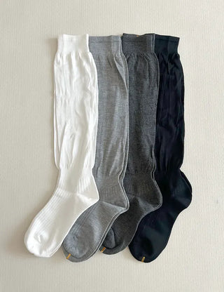 Length Summer See-through Knee Socks Ribbed Cotton Socks