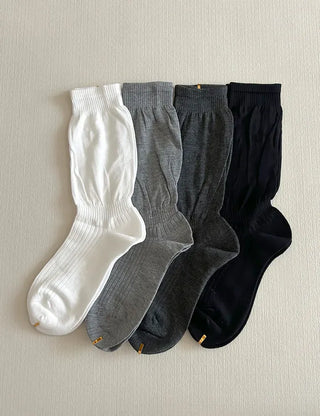 Length Summer See-through Knee Socks Ribbed Cotton Socks