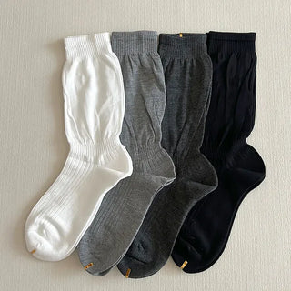 Length Summer See-through Knee Socks Ribbed Cotton Socks